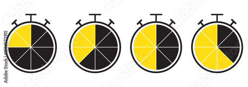 Timers icon set. Stopwatch icons set. Alarm pictogram. Vector illustration. EPS 10