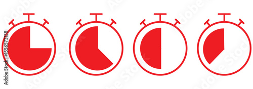 Countdown timer and stopwatch symbol flat vector illustration. Timer icon set. Alarm clock symbol. Watch countdown vector illustration. EPS 10 