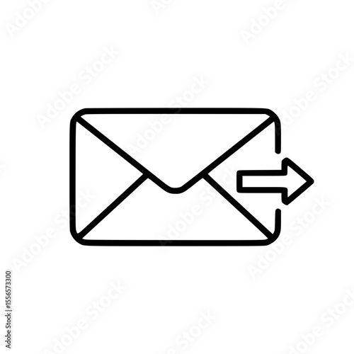 Outline icon of an envelope with arrow indicating sending concept  