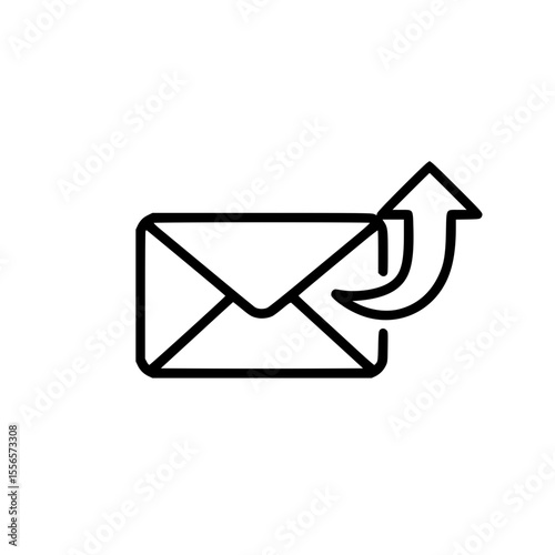 Envelope with arrow indicating forward motion for outline icon  