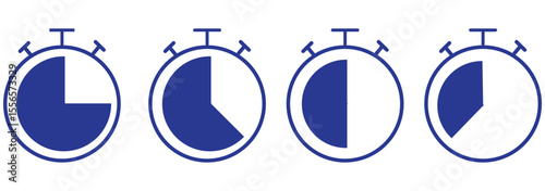 Timer icon set. Alarm clock symbol. Watch countdown vector illustration. Stopwatch sign. Hours, minutes and seconds concept. background white. Design EPS 10 