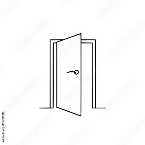Open door outline icon in minimalist design  