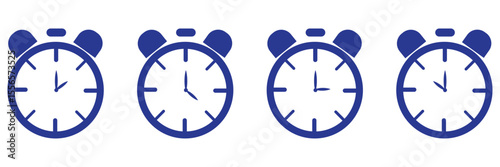 Timer icon set. Alarm clock symbol. Watch countdown vector illustration. Stopwatch sign. Hours, minutes and seconds concept. background white. Design EPS 10 