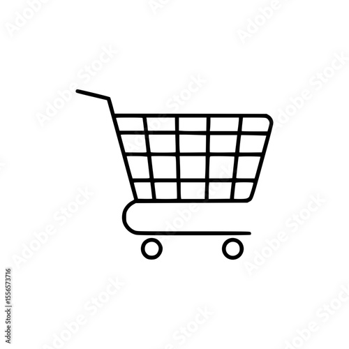 Shopping cart outline icon in minimalistic black design  