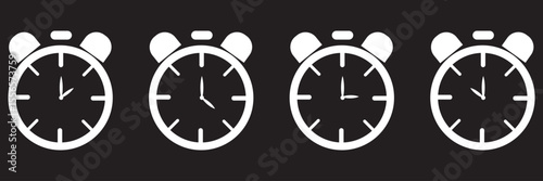 Timer icon set. Alarm clock symbol. Watch countdown vector illustration. Stopwatch sign. Hours, minutes and seconds concept. background white. Design EPS 10 