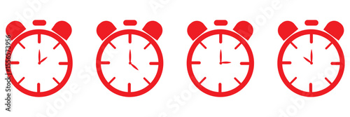 Timer icon set. Alarm clock symbol. Watch countdown vector illustration. Stopwatch sign. Hours, minutes and seconds concept. background white. Design EPS 10 