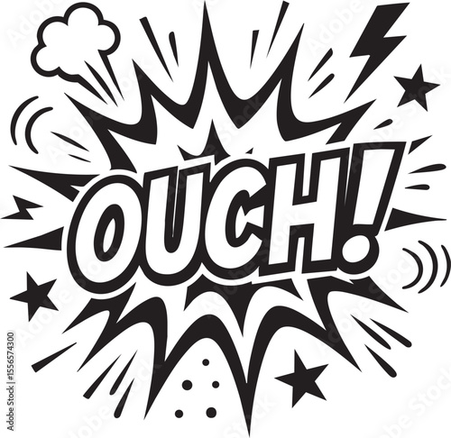 Ouch! Comic Book Style Explosion Graphic Illustration