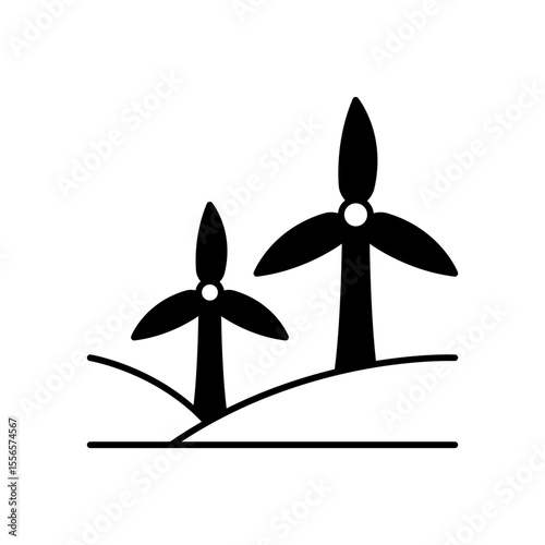 Windmill Farm Landscape Fill Icon