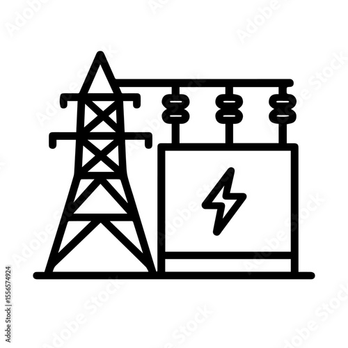 Vector icon electrical substation on white background
Vector icon electricity