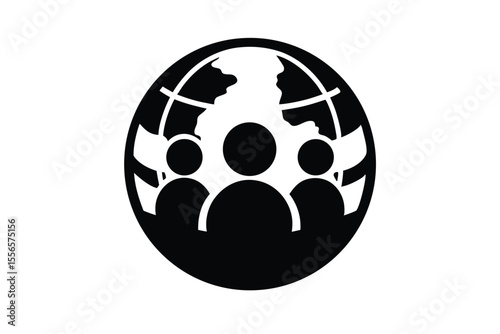 globe with people vector icon