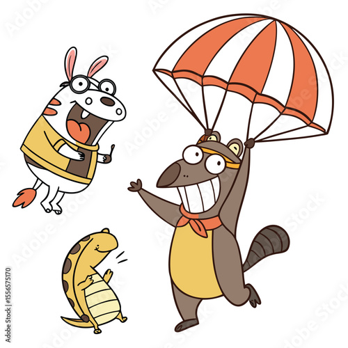 Quirky Cartoon Animal Characters Vector Illustration, Funny and Unique Creatures in Comic Style