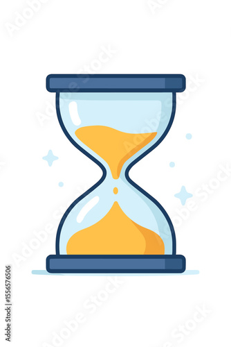 Hourglass vector icon for time management concept. Modern flat cartoon sandglass illustration symbolizing a deadline, countdown, waiting, and history. Business productivity timer.