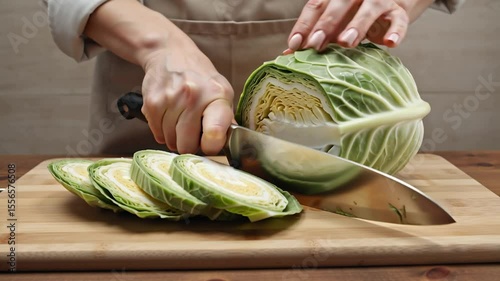 fresh green cabbage leaves under soft light 