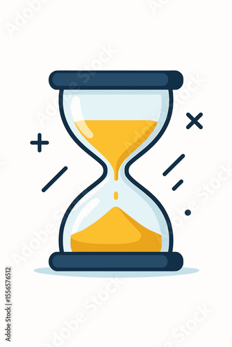 Hourglass vector illustration for time management, deadline, and efficiency concepts. Modern flat cartoon sandglass icon symbolizing productivity, waiting, process, and countdown.