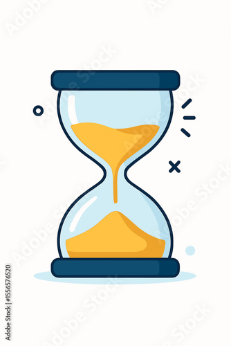 Time management concept with hourglass vector illustration. Modern flat sandglass icon symbolizing deadline, countdown, and productivity. Quick response and efficiency symbol. Sand clock.