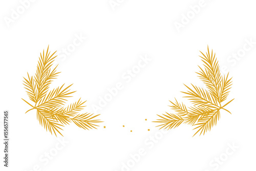 Golden Festive Wreath Elegant Botanical Illustration for Holiday Designs