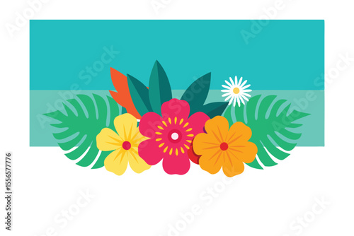 Vibrant Tropical Flowers A Summery Floral Design Illustration