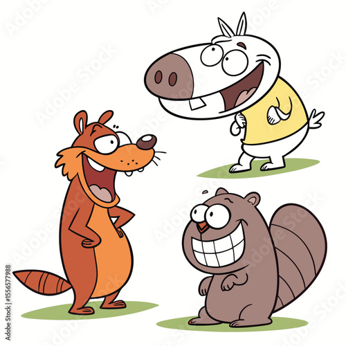 Quirky Cartoon Animal Characters Vector Illustration, Funny and Unique Creatures in Comic Style