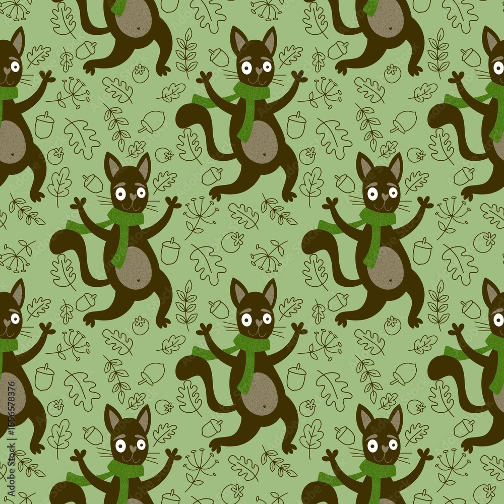 Naklejka premium Halloween animals seamless cats pattern for wrapping paper and kids and fabrics