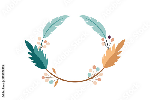 Feather Frame: Elegant feather frame, ideal for artistic projects. The simple yet sophisticated composition is ideal for enhancing text or highlighting content. 
