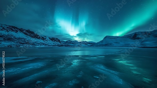 Northern lights on beautiful mountains and also showers lightly on it 