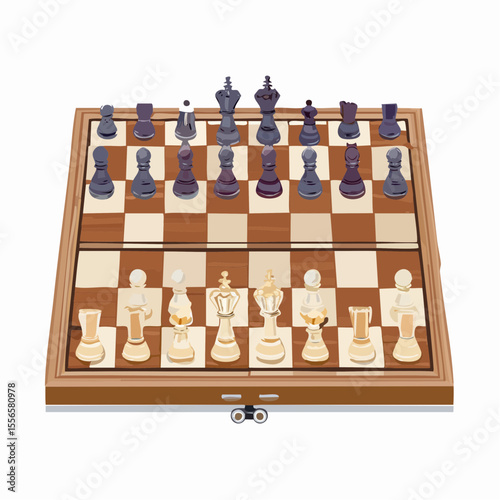 A chessboard mid-game with key pieces in play
