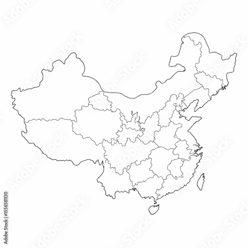 Wallpaper Mural Clean outline vector of Beijing municipality and neighboring provinces (e.g., Hebei, Tianjin), no labels or color, isolated on white background, suitable for education and infographics Torontodigital.ca