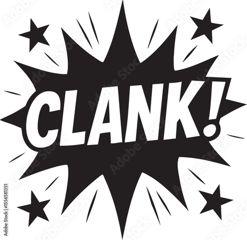 Retro Comic Book Sound Effect Clank!  High-Resolution Vector Illustration