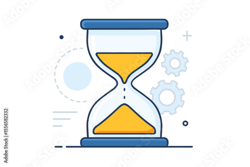 Hourglass Timer Vector Illustration. Time Management, Productivity, Deadline, Countdown, Efficiency Concept. Modern Flat Cartoon Design. Sand Clock Symbol for Quick Response and Scheduling