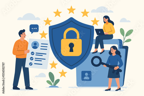 GDPR Data Protection Concept Vector. Personal Information Security, Privacy Policy Compliance, Secure Data Access, European Union Regulation, User Control, Digital Privacy, Information Safety
