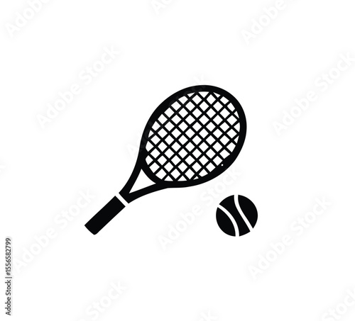 Tennis icon vector in black color with white background.