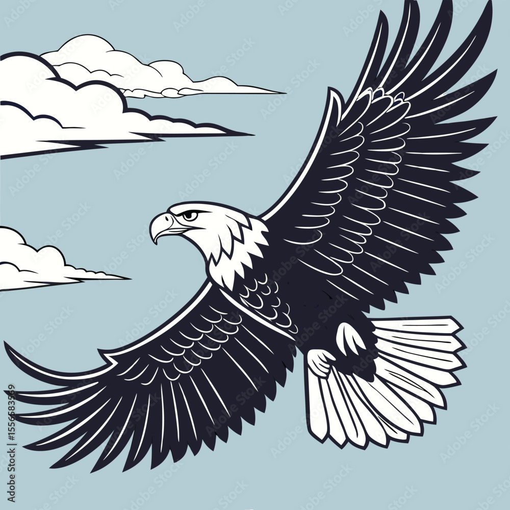 Obraz premium Soaring eagle silhouette: a symbol of wild freedom in the sky