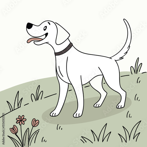 Cute cartoon puppy with bone drawing