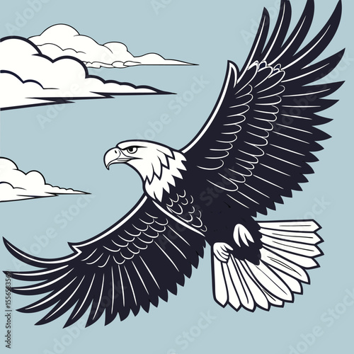 Soaring eagle silhouette: a symbol of wild freedom in the sky