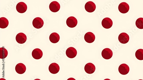 A clean, retro-style pattern of shaded red polka dots on a light cream background, arranged in a playful, grid-like layout.