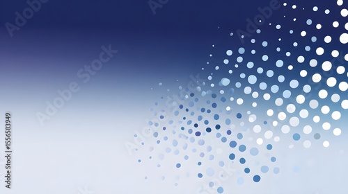 A modern abstract background with a navy-to-white gradient and a right-side halftone pattern fading from large white to small blue dots.