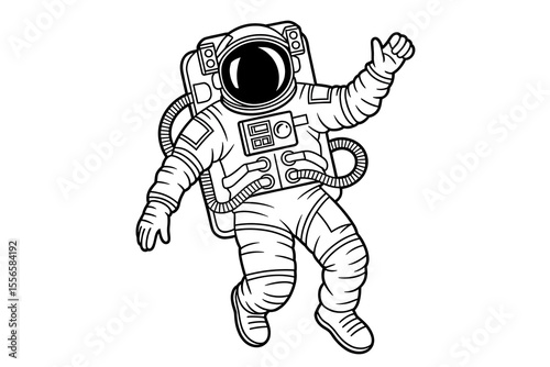 Astronaut in space suit, joyful, free-spirited.
