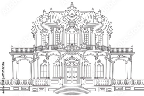 Ornate, grand palace facade, intricate design.
