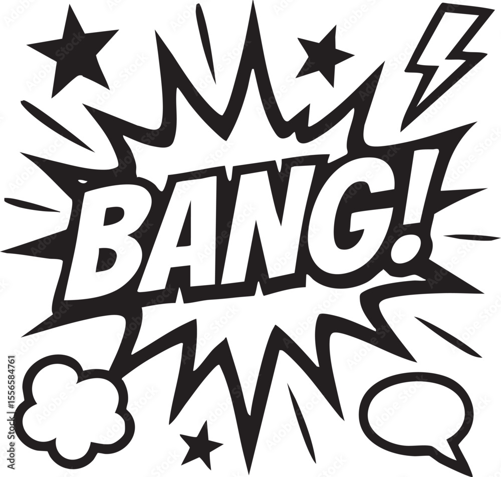 Obraz premium Explosive Comic Book Bang! Action Sound Effect Illustration