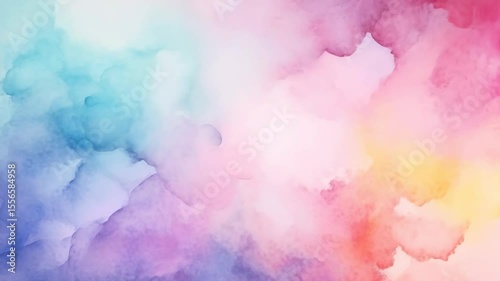 A vibrant, abstract watercolor background with soft pastel hues. Top-down angle creates a dreamy, fluid effect, perfect for video backdrops. Live desktop wallpaper.