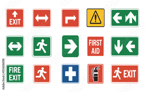  Collection of Safety and Emergency Signs for Public Spaces .emergency exit sign vector