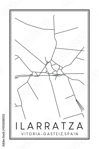 Hand drawn printable downtown road map poster of district ILARRATZA of the Spanish city of VITORIA-GASTEIZ on solid white background with city name