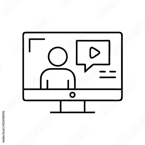 Webinar icon depicting a person presenting on a computer screen