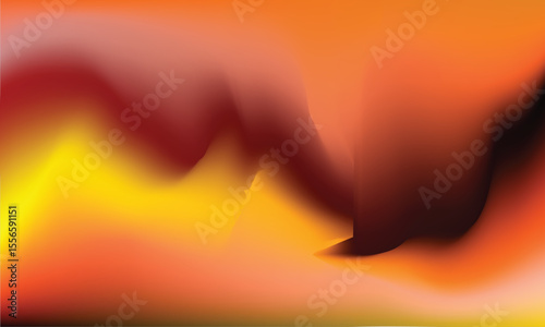 Orange flames and smoke on black background. Abstract pattern. Dark yellow gradient scene. Banner for advertising products on website. Space for text. Vector illustration.