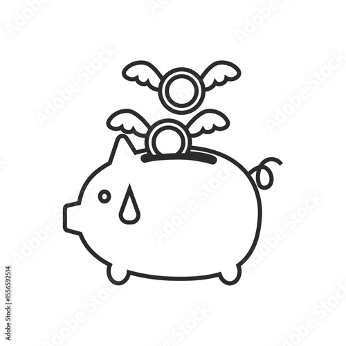 豚の貯金箱、浪費、散財