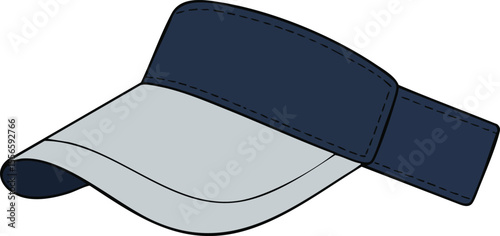 Blue and grey sporty visor cap vector design for casual outdoor activities and sun protection accessories