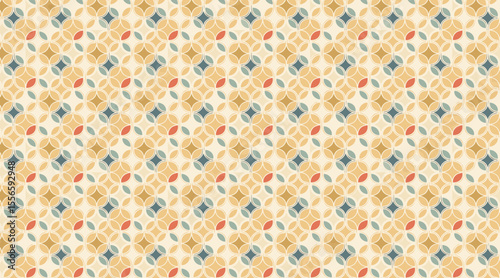 Retro Geometric Pattern, Vintage Mid-Century Modern Tile, Abstract Seamless Vector Background