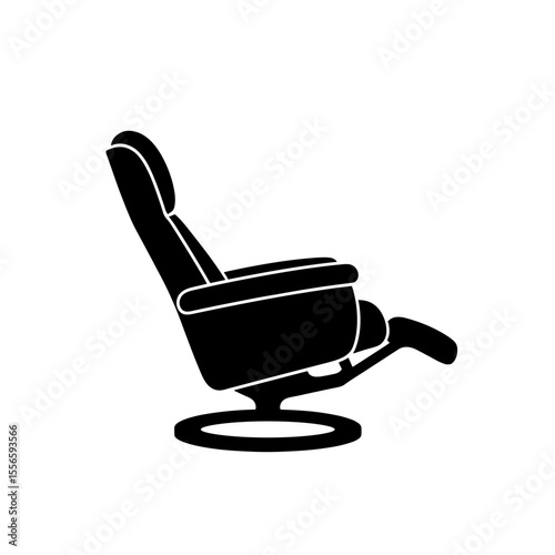 Reclining chair with footrest in black silhouette for VIP lounges and business comfort  