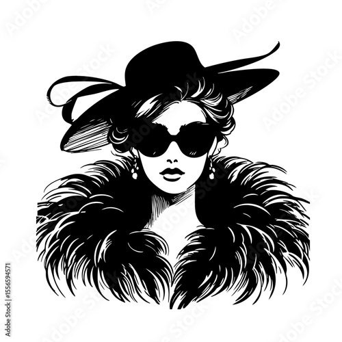 ゴージャスなセレブリティの女性のイラスト