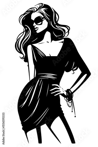 クールなポーズの女性のイラスト